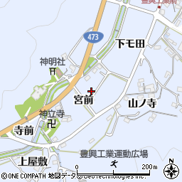 愛知県岡崎市鉢地町宮前84周辺の地図