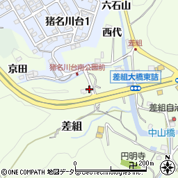 兵庫県猪名川町（川辺郡）差組（釜ヶ一）周辺の地図
