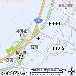 愛知県岡崎市鉢地町宮前82周辺の地図