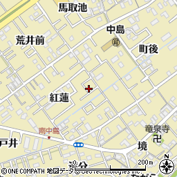 愛知県岡崎市中島町紅蓮6-12周辺の地図