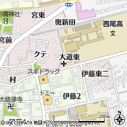 愛知県西尾市伊藤町大道東周辺の地図