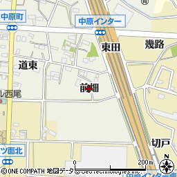 愛知県西尾市中原町（前畑）周辺の地図