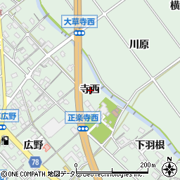愛知県額田郡幸田町大草寺西周辺の地図