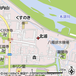 京都府八幡市八幡北浦周辺の地図
