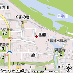 京都府八幡市八幡（北浦）周辺の地図