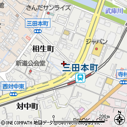 兵庫県三田市相生町19周辺の地図