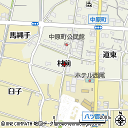 愛知県西尾市中原町村前周辺の地図