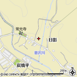 愛知県豊川市東上町（日影）周辺の地図