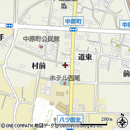 愛知県西尾市中原町村前51周辺の地図