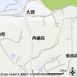 愛知県常滑市樽水西頭高周辺の地図