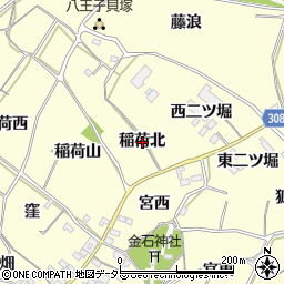 愛知県西尾市上町稲荷北周辺の地図