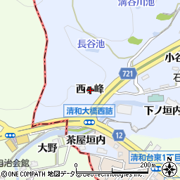 兵庫県川西市石道西ヶ峰周辺の地図