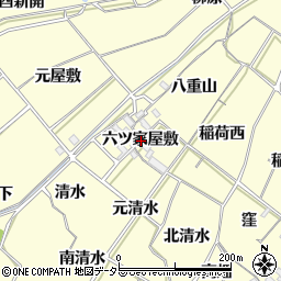 愛知県西尾市上町六ツ家屋敷周辺の地図