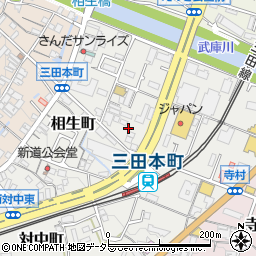 兵庫県三田市相生町周辺の地図