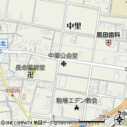中里公会堂周辺の地図