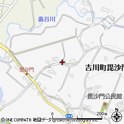 兵庫県三木市吉川町毘沙門周辺の地図
