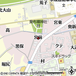 愛知県西尾市伊藤町宮前周辺の地図
