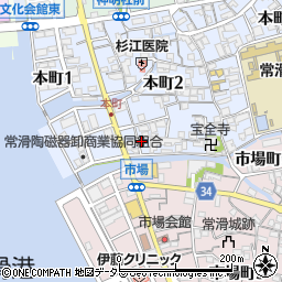 愛知県常滑市本町2丁目197周辺の地図