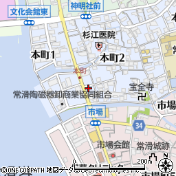 愛知県常滑市本町2丁目183周辺の地図