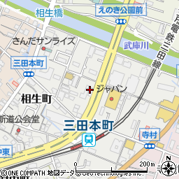 兵庫県三田市相生町14周辺の地図