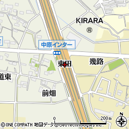 愛知県西尾市中原町（東田）周辺の地図