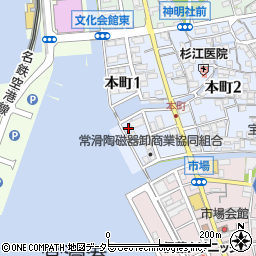 愛知県常滑市本町1丁目57周辺の地図
