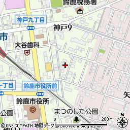 三重県鈴鹿市神戸9丁目28周辺の地図