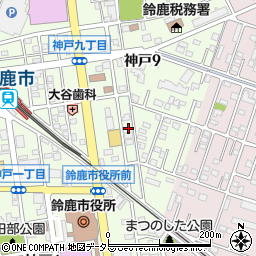 三重県鈴鹿市神戸9丁目16周辺の地図