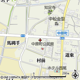 愛知県西尾市中原町荒子周辺の地図