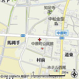 愛知県西尾市中原町（荒子）周辺の地図