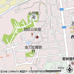 兵庫県三田市西山周辺の地図