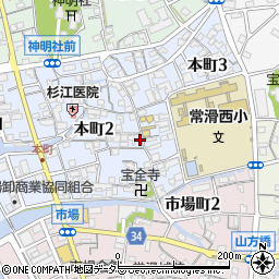 愛知県常滑市本町2丁目155周辺の地図