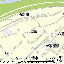 愛知県西尾市上町（元屋敷）周辺の地図