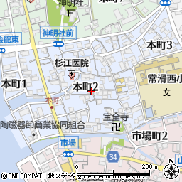 愛知県常滑市本町2丁目116周辺の地図