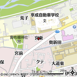 愛知県西尾市伊藤町（宮東）周辺の地図