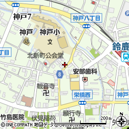 くつ，かばん八郎本店周辺の地図