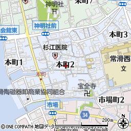愛知県常滑市本町周辺の地図