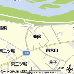愛知県西尾市上町並松周辺の地図