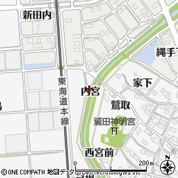 愛知県額田郡幸田町菱池内宮周辺の地図