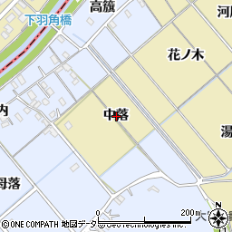 愛知県西尾市上羽角町中落周辺の地図