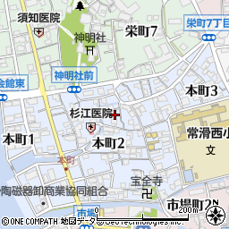 愛知県常滑市本町2丁目72周辺の地図