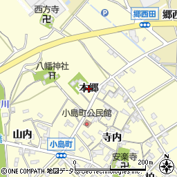 愛知県西尾市小島町（本郷）周辺の地図