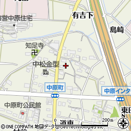 愛知県西尾市中原町新田周辺の地図