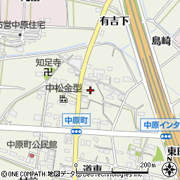 愛知県西尾市中原町（新田）周辺の地図