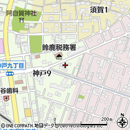 三重県鈴鹿市神戸9丁目25周辺の地図