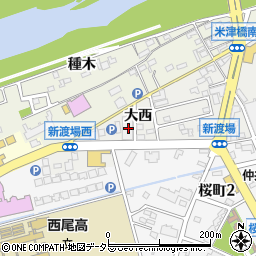 愛知県西尾市新渡場町大西22周辺の地図