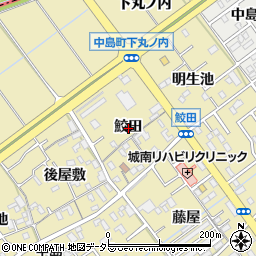 愛知県岡崎市中島町鮫田周辺の地図