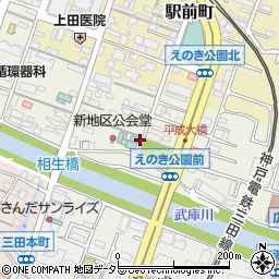兵庫県三田市中町周辺の地図
