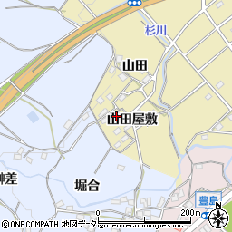 愛知県新城市野田山田屋敷周辺の地図