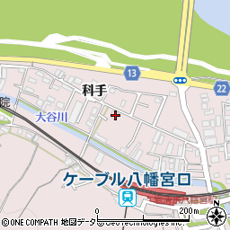 京都府八幡市八幡科手17周辺の地図